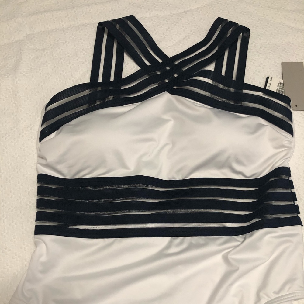 Kenneth Cole White + Navy One Piece Swimsuit NWT